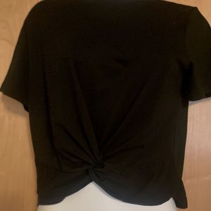 Black waist length short sleeve T